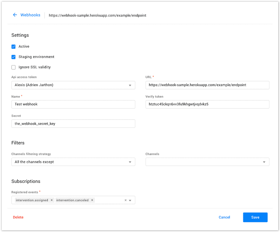 Registering a Webhook