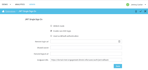 SSO configuration in Engage Digital admin